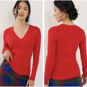 Anthropologie Maeve Womens Red Thea Ribbed Sweater Medium